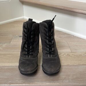 Fly London Black Combat Moto Boots with Suede Finish
